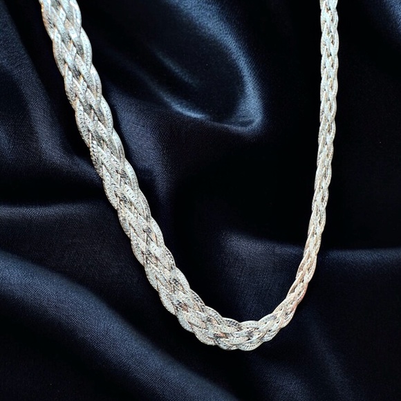 Vintage Signed 925 Mex MD28 Sterling Silver Woven Necklace - Picture 3 of 9